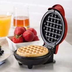 Mini Waffle Maker, Small Waffle Maker, Hash Brown Non-Stick Waffle Maker, Easy Clean Tomato Crusher For Personal Pancakes, Cookies, Eggs And Breakfast, Lunch And Snacks, Red -Small Appliances Store 88295056 3