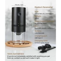 Portable Electric Coffee Grinder, Rechargeable Compact Grinder, Adjustable Ceramic Conical Burr, Fine Grind, Perfect For On The Go -Small Appliances Store 88298616 5