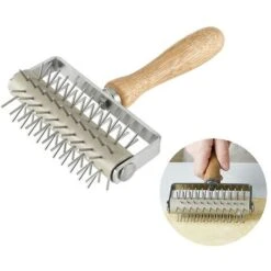 Kitchen Stainless Steel Pizza Pie Pastry Dough Hole Punch Roller Docker Pitter Baking DIY Tool