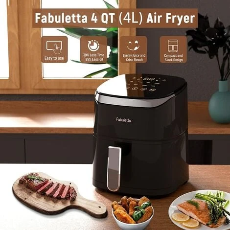 Fabuletta Air Fryers 4 L,1680W Compact Air Fryers With 9 Presets, Max 230℃ Setting Digital Air Fryer Oven With Rapid Air Circulation, Digital Display,Shake Reminder,Nonstick & Dishwasher, Black 2 Fabuletta Air Fryers 4 L,1680W Compact Air Fryers With 9 Presets, Max 230℃ Setting Digital Air Fryer Oven With Rapid Air Circulation, Digital Display,Shake Reminder,Nonstick & Dishwasher, Black - Image 2