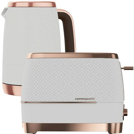 Beko Off White & Rose Gold Cosmopolis 1.7L Kettle And 2 Slice Toaster Set 1 Beko Off White & Rose Gold Cosmopolis 1.7L Kettle And 2 Slice Toaster Set