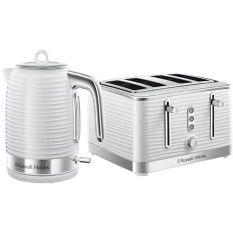 Russell Hobbs Inspire Kettle & 4 Slice Toaster Set White 1 Russell Hobbs Inspire Kettle & 4 Slice Toaster Set White