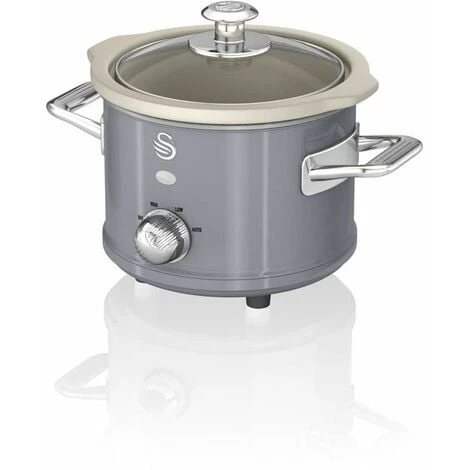 Swan 1.5L Slow Cooker Retro Grey 1 Swan 1.5L Slow Cooker Retro Grey