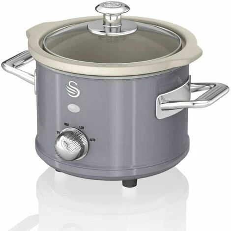 Swan 1.5L Slow Cooker Retro Grey 2 Swan 1.5L Slow Cooker Retro Grey - Image 2