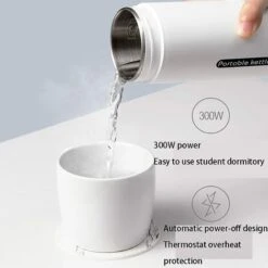 Travel Electric Water Cup, Portable Kettle, Electric Heating Water Cup, Small Mini Home Dormitory, Portable Travel Heating Cup (White) -Small Appliances Store 89793587 5