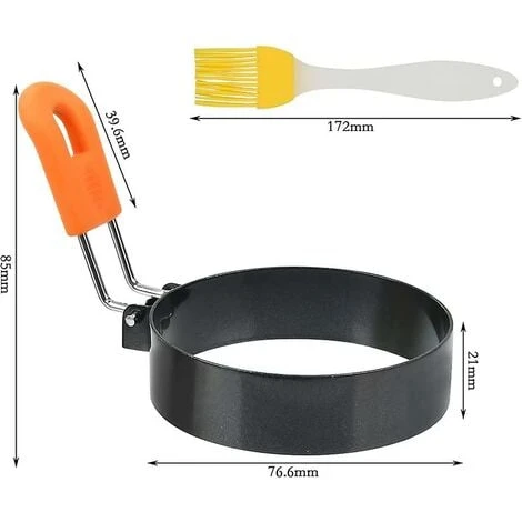 Large 3" Non-Stick Egg Rings Set Of 4 Stainless Steel Egg Rings With Oil Brush 2 Large 3" Non-Stick Egg Rings Set Of 4 Stainless Steel Egg Rings With Oil Brush - Image 2