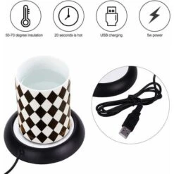 MODOU - USB Cup Warmer, Plate Drink Warmer, Heated Coasters For Coffee Warmer Utensils For Bar Office Home (Black) 8 MODOU - USB Cup Warmer, Plate Drink Warmer, Heated Coasters For Coffee Warmer Utensils For Bar Office Home (Black) -Small Appliances Store 89804458 4