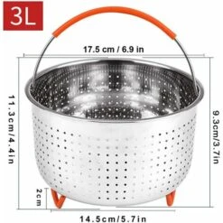 Stainless Steel Steamer Basket, 3L Vegetable Steamer Basket, Pressure Cooker Steamer Basket, Instant Steamer Basket, With Silicone Covered Handle, For Vegetable And Food Cooking - MODOU -Small Appliances Store 89804879 3