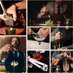 12 Piece Cocktail Set, Professional Bartender Kit With Stylish Bamboo Stand, Stainless Steel Bar Tool For Mixed Drink - MODOU -Small Appliances Store 89806519 5