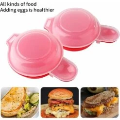 2 Pack Microwave Egg Cooker 1 Minute Hamburger Omelette Kitchen Tool (Red And Clear) -Small Appliances Store 90104371 5