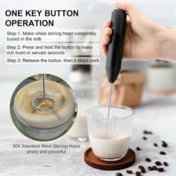 Electric Milk Frother Handheld With Stainless Steel Stand Battery Powered Foam Maker -Small Appliances Store 90643877 3