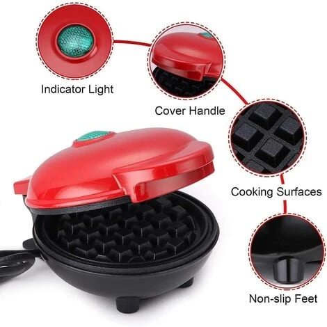Mini Waffle Maker Machine For Individual Waffles, Paninis, Hash Browns Blue 4 Mini Waffle Maker Machine For Individual Waffles, Paninis, Hash Browns Blue - Image 4