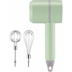 Detachable Double-Stick USB Egg Beater Portable Electric Egg Whisk Cordless 3-Speed Adjustable Stainless Steel Kitchen Mixer, Green