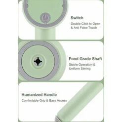 Detachable Double-Stick USB Egg Beater Portable Electric Egg Whisk Cordless 3-Speed Adjustable Stainless Steel Kitchen Mixer, Green 8 Detachable Double-Stick USB Egg Beater Portable Electric Egg Whisk Cordless 3-Speed Adjustable Stainless Steel Kitchen Mixer, Green -Small Appliances Store 90818441 4