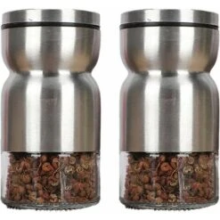 Stainless Steel Glass Spice Bottle Spice Jar Home Kitchen Cooking Stainless Steel Color Pepper Bottle