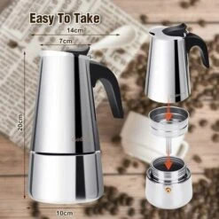 Moka Italian Coffee Maker Stainless Steel Pressure Coffee Maker 300ml Large Capacity Induction Hob Compatible With Ergonomic Handle -Small Appliances Store 91171562 4