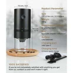 Portable Electric Coffee Grinder, Rechargeable Compact Grinder, Adjustable Ceramic Cone Grinder, Fine Grind, Perfect For On The Go -Small Appliances Store 91179784 5