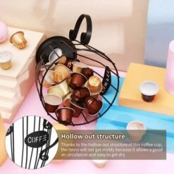 Coffee Pod Basket, Coffee Pod Organizer, Original Design Coffee Pod Holder, K Cup Holder, Vintage Coffee Pod Organizer For Home Cafe Hotel Black -Small Appliances Store 91888343 3