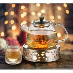 Stainless Steel Teapot Warmer With Candle Holder And Teapot -Small Appliances Store 91889340 5