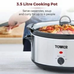 Tower 3.5 Litre Stainless Steel Slow Cooker -Small Appliances Store 91972081 3