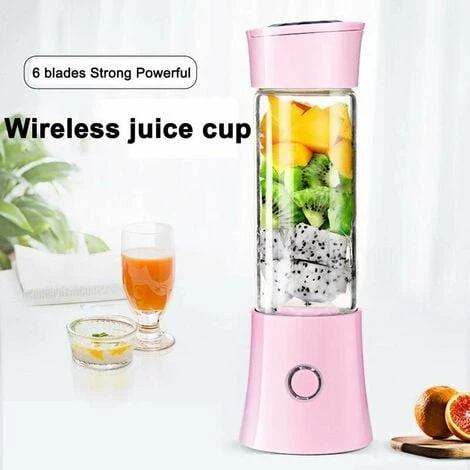 Portable Juice Blender, Milk Shake, Fruit And Vegetable Juicer, Mixer, 480ml, BPA Free, Mini USB Smoothie Blender, 100W, Christmas Gift For Family(pink) 2 Portable Juice Blender, Milk Shake, Fruit And Vegetable Juicer, Mixer, 480ml, BPA Free, Mini USB Smoothie Blender, 100W, Christmas Gift For Family(pink) - Image 2