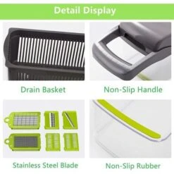 12 In 1 Kitchen Mandoline, Professional Kitchen Mandoline With 6 Replaceable Blades, Multifunctional Vegetable Cutter For Slicing, Cutting And Shredding Vegetables -Small Appliances Store 92864650 3