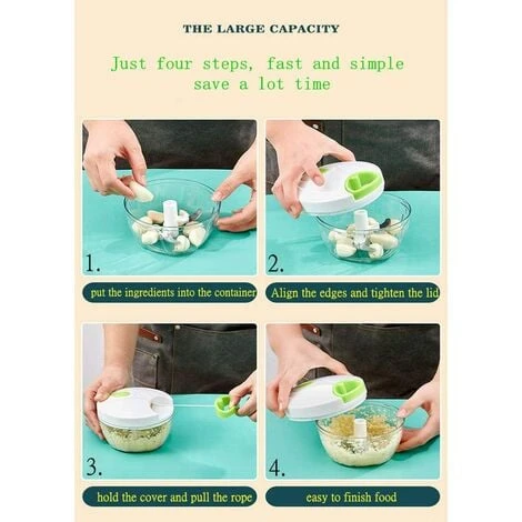 Manual Puller, Vegetable Chopper, Salad/garlic For Salsa/pesto/onions (450ml) 2 Manual Puller, Vegetable Chopper, Salad/garlic For Salsa/pesto/onions (450ml) - Image 2