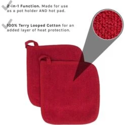 Cotton Terry Cloth Potholder Set, Kitchen Heating Pad, 2 Pack -Small Appliances Store 92865061 4