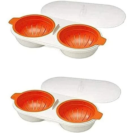 Microwave Egg Boiler Double Cup Double Layer Cookware (2 PSC) 1 Microwave Egg Boiler Double Cup Double Layer Cookware (2 PSC)