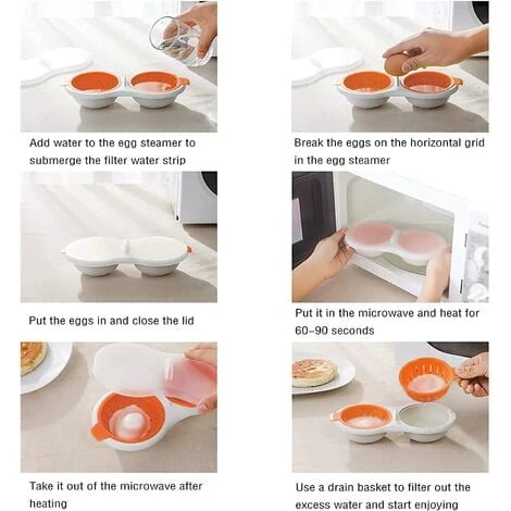 Microwave Egg Boiler Double Cup Double Layer Cookware (2 PSC) 2 Microwave Egg Boiler Double Cup Double Layer Cookware (2 PSC) - Image 2
