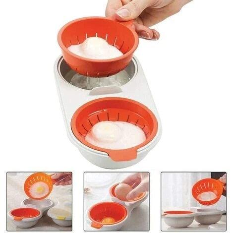 Microwave Egg Boiler Double Cup Double Layer Cookware (2 PSC) 3 Microwave Egg Boiler Double Cup Double Layer Cookware (2 PSC) - Image 3