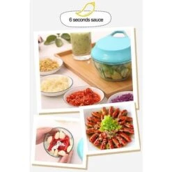 Mini Chopper Hand Chopper Manual String For Cutting Vegetables Onions Garlic Meat Stainless Steel Blades Non-Slip Base 485ml Yellow -Small Appliances Store 92867376 4