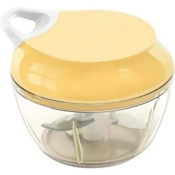 Mini Chopper Hand Chopper Manual String For Cutting Vegetables Onions Garlic Meat Stainless Steel Blades Non-Slip Base 485ml Yellow -Small Appliances Store 92867376 5