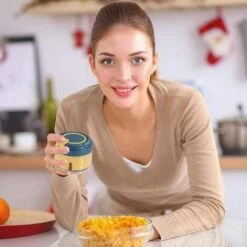 Pieces Manual Chopper, Kitchen Chopper, Vegetable Chopper, Garlic Chopper, Mini Chopper, Fruit Vegetable Chopper, Onion Chopper, For Vegetable, Fruit, Onion, Garlic (Yellow Blue) -Small Appliances Store 92867377 5