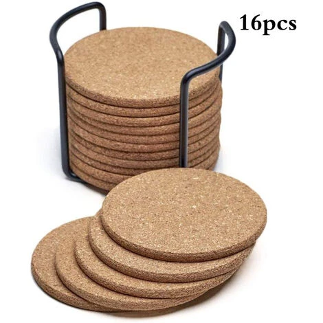 16 Piece Round Natural Cork Coasters Absorbent Eco-Friendly Heat Resistant Reusable 1 16 Piece Round Natural Cork Coasters Absorbent Eco-Friendly Heat Resistant Reusable