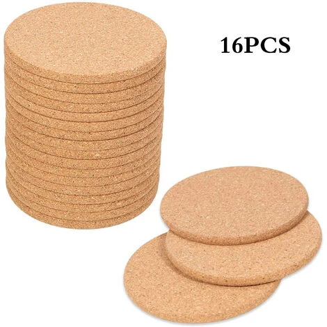 16 Piece Round Natural Cork Coasters Absorbent Eco-Friendly Heat Resistant Reusable 2 16 Piece Round Natural Cork Coasters Absorbent Eco-Friendly Heat Resistant Reusable - Image 2
