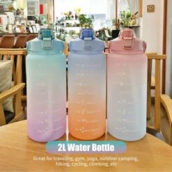 2L Water Bottle With Marker &amp Large Straw Water Bottle With Handle Leak Proof Reusable Water Pitcher For Hiking, Traveling, Outdoor Sports, Gym, Fitness, Pink -Small Appliances Store 93453073 4