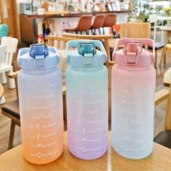 2L Water Bottle With Marker &amp Large Straw Water Bottle With Handle Leak Proof Reusable Water Pitcher For Hiking, Traveling, Outdoor Sports, Gym, Fitness, Pink -Small Appliances Store 93453073 5