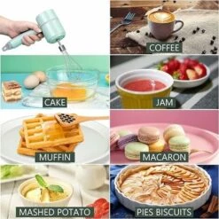 Portable Electric Hand Mixer, 3 Speed Cordless Egg Whisk, USB Rechargeable Kitchen Mixer, Cordless Mini Hand Mixer With 2 Stainless Steel Beaters For Egg Cake Cream -Small Appliances Store 93486105 5