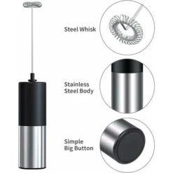 Portable Milk Frother For Coffee, Electric Latte Whisk, Milk Frother, Mini Mixer For Lattes, Cappuccino, Hot Chocolate -Small Appliances Store 93495472 3