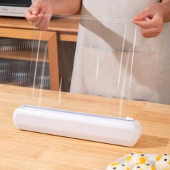 Refillable Plastic Wrap Dispenser With Cutter, Heavy Duty Cling Film Cutter -Small Appliances Store 93498177 3