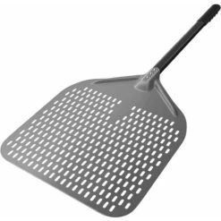14 Perforated Pizza Peel, Long Rod Hard Anodized Alumina Pizza Peel, Super Large Swivel Pizza Peel, Professional Pizza Paddle, Overall Size 34.8
