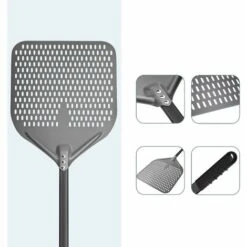 14 Perforated Pizza Peel, Long Rod Hard Anodized Alumina Pizza Peel, Super Large Swivel Pizza Peel, Professional Pizza Paddle, Overall Size 34.8 -Small Appliances Store 93527161 3