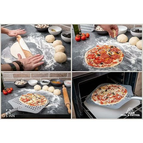 Perforated Pizza Peel, Professional 12 X 14 Car Peeled Alumina Anodized Blade With Removable Wooden Handle For Homemade Pizza 4 Perforated Pizza Peel, Professional 12 X 14 Car Peeled Alumina Anodized Blade With Removable Wooden Handle For Homemade Pizza - Image 4