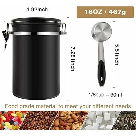Coffee Canister, 1.8L Coffee Storage Container, One Way Co2 Valve With Date Tracking Wheel, For Store Tea, Coffee Beans 2 Coffee Canister, 1.8L Coffee Storage Container, One Way Co2 Valve With Date Tracking Wheel, For Store Tea, Coffee Beans - Image 2