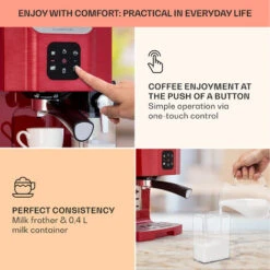 Klarstein BellaVita Coffee Maker 3-in-1 1450 W 20 Bar Milk Frother -Small Appliances Store 93883279 3
