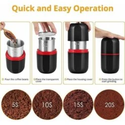 150W Electric Coffee Grinder, Bean Grinder, 120g Capacity, With Cleaning Brush, 2-in-1 Teaspoon And Tamper (Black) -Small Appliances Store 93888626 3
