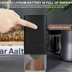 Portable Electric Coffee Grinder, Coffee Grinder 1300mAh USB Rechargeable Coffee Grinder With Brush For Coffee Beans, Spices, Nuts -Small Appliances Store 93891685 3