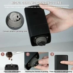 Portable Electric Coffee Grinder, Coffee Grinder 1300mAh USB Rechargeable Coffee Grinder With Brush For Coffee Beans, Spices, Nuts -Small Appliances Store 93891685 4