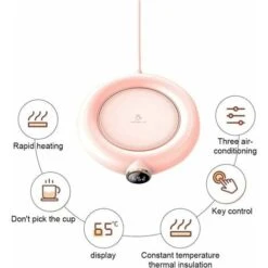 Coffee Mug Warmer, Automatic Shut Off USB Cup Warmer, Electric Beverage Heater, Tea Drink Heater Tray Mug Pad Heating Coaster Pad 220V (Pink) -Small Appliances Store 94197437 3